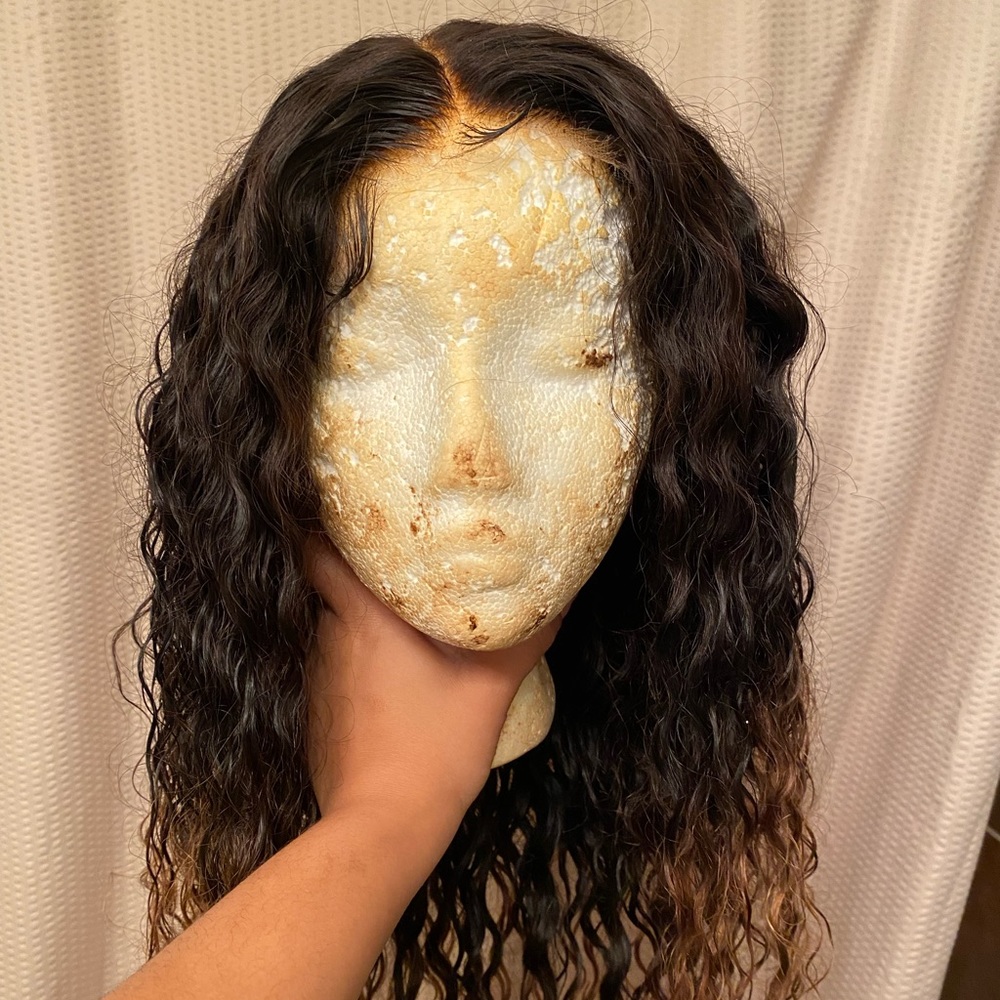 4x4 hd lace closure curly ombre human hair wig (Traces Of Fiji)